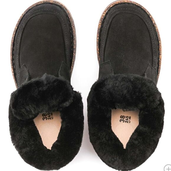 NWT Birkenstock Bakki Suede Leather Bootie Cork Sole Slip On Shoe Narrow Furry - Picture 5 of 14